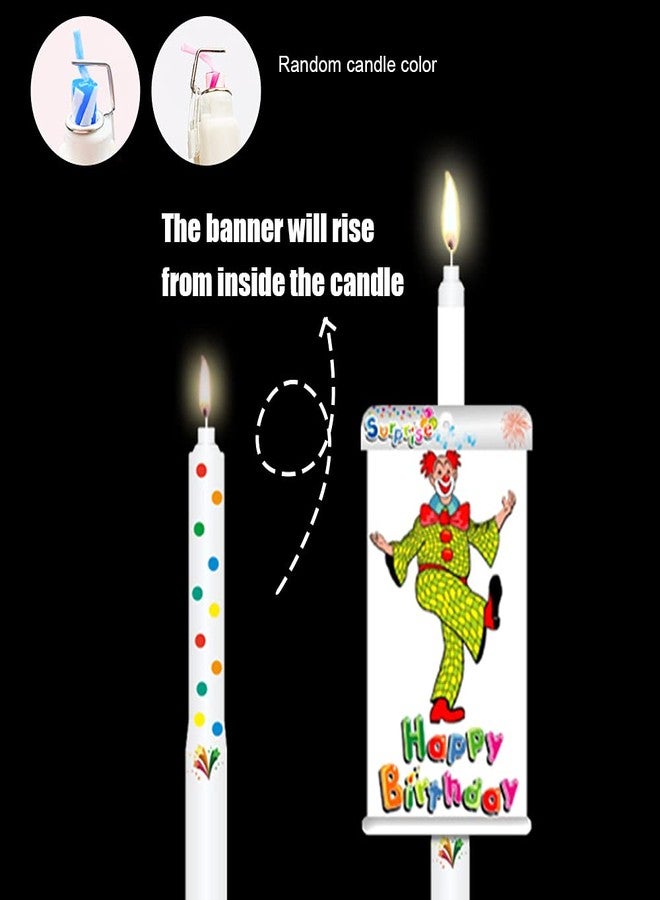 Aprildecember Clown Surprise Candle, Surprise Banner Birthday Candle, Circus Troupe Clown Cake Cupcake Candle, Creative Special Birthday Candles - 2 Pcs - Image 4